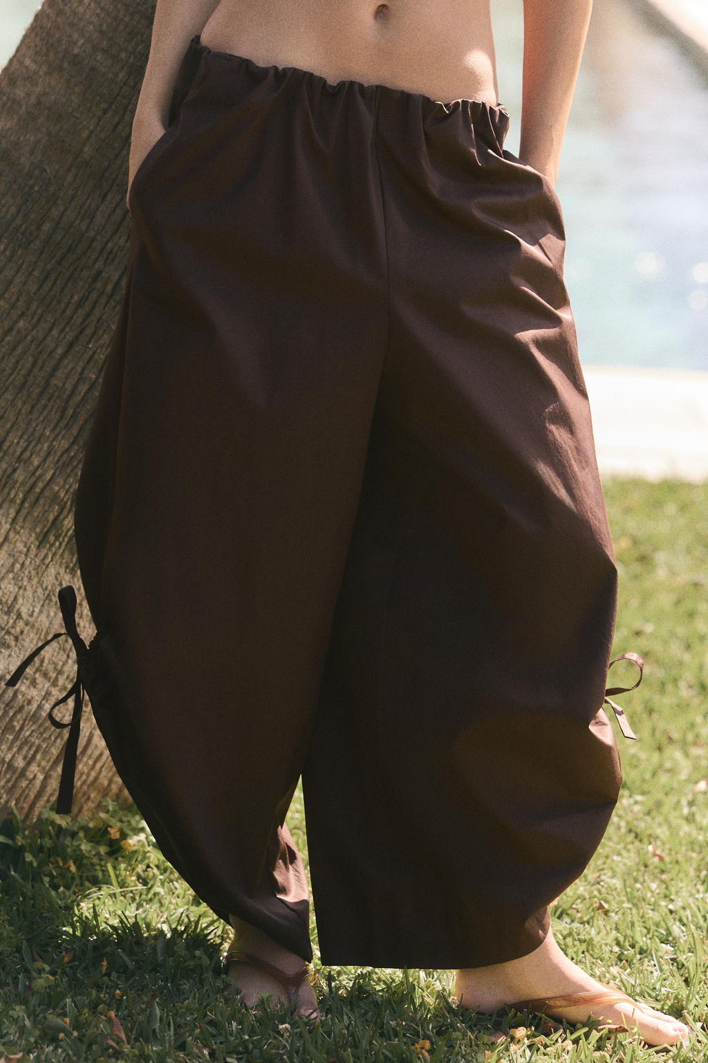PANTAL?N CULOTTE BAJO AJUSTABLE / Marr?n chocolate - Zara фото 9