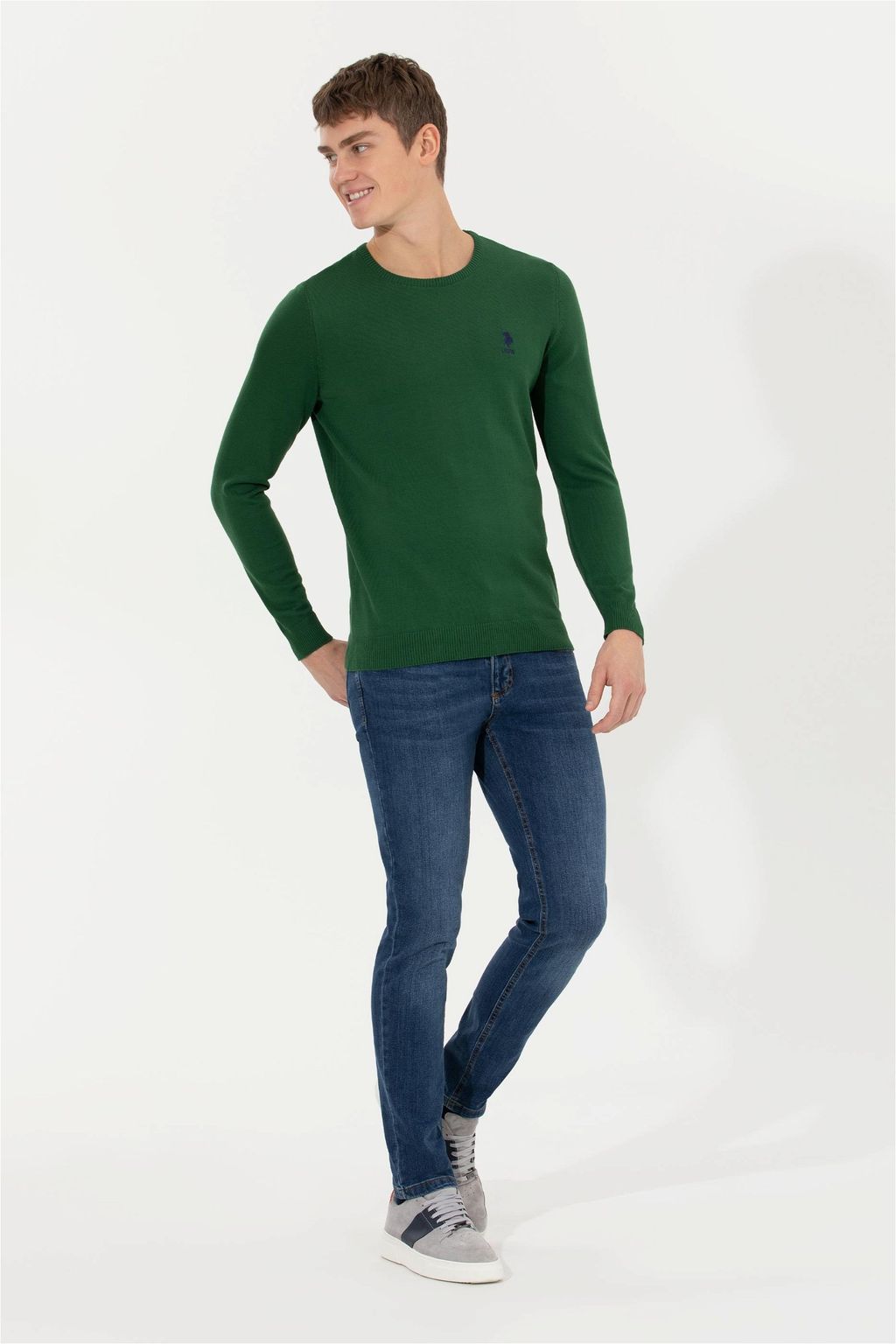 Мужской зеленый трикотажный свитер Basic - U.s. polo assn фото 4