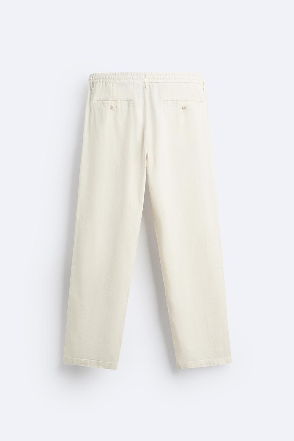 PLEATED COTTON - LINEN TROUSERS - Zara фото 8