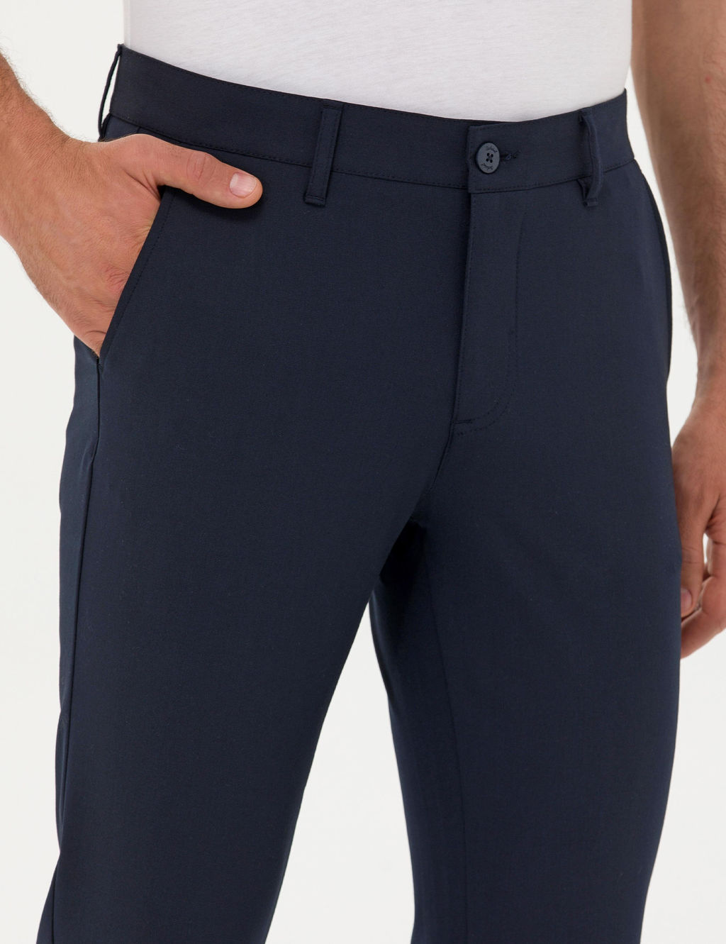 Темно-синие брюки чинос узкого кроя - Cacharel фото 6