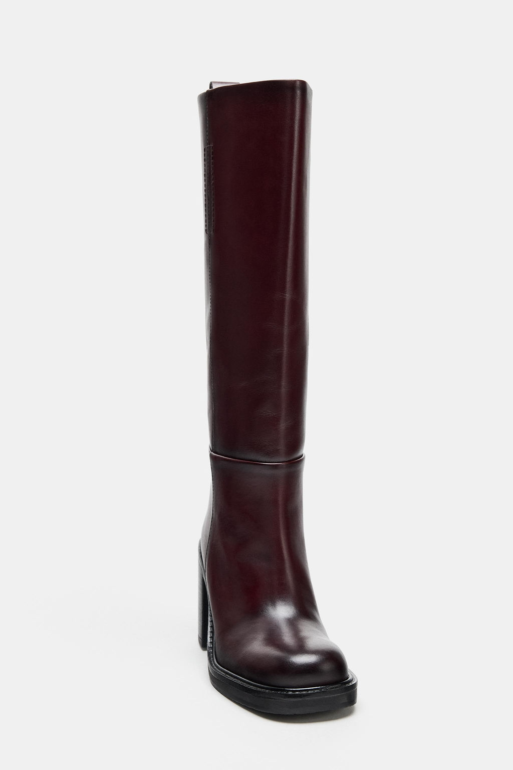 LEATHER BLOCK HEEL BOOTS - Zara фото 5