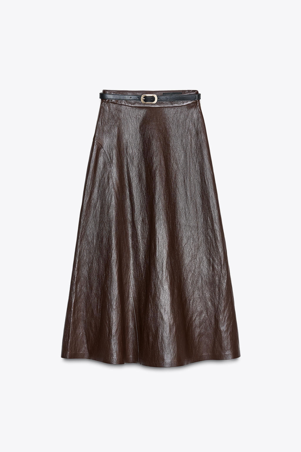 FAUX LEATHER MIDI SKIRT WITH BELT - Zara фото 23