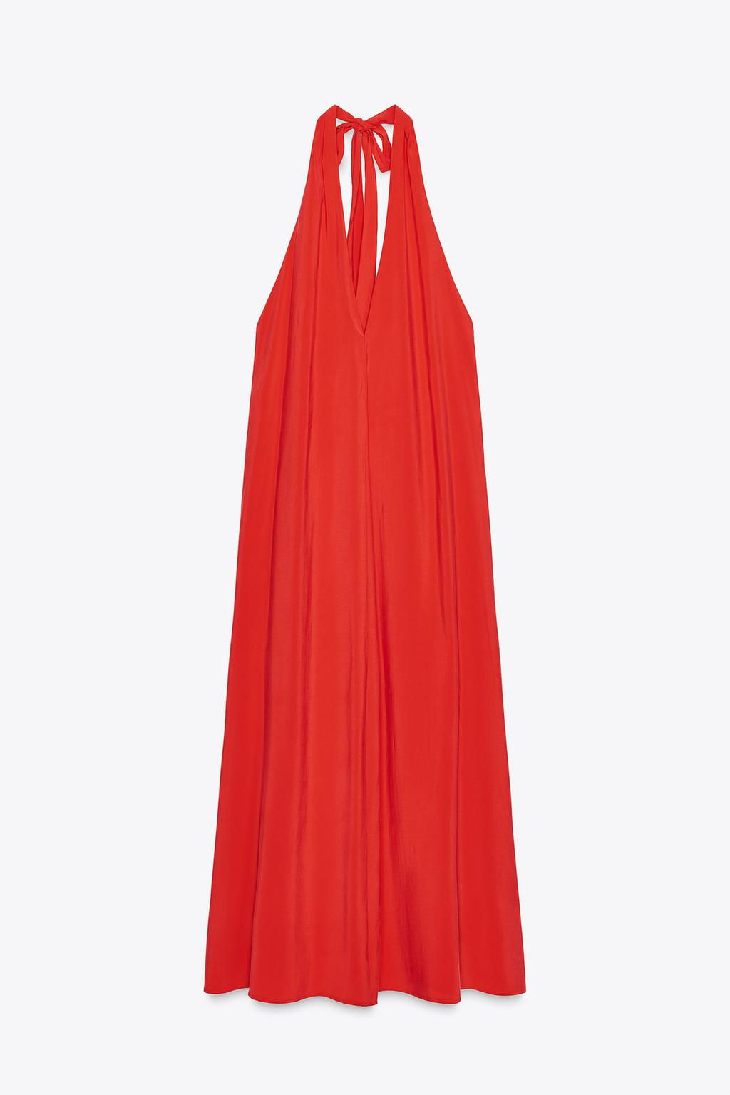 HALTER MIDI DRESS WITH TIE - Zara фото 3