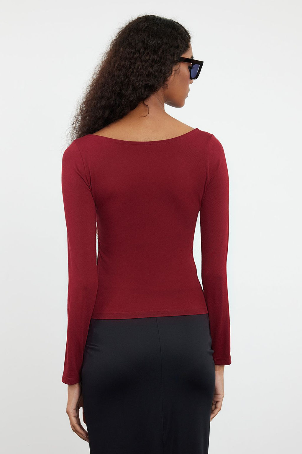 Trendyolmilla Murdum Havuz Yaka Fitted/Vucuda Oturan Orme Bluz TWOAW25BZ00025 фото 5