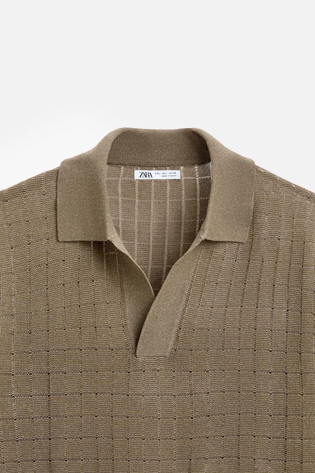 TEXTURED KNIT POLO SHIRT - Zara фото 9