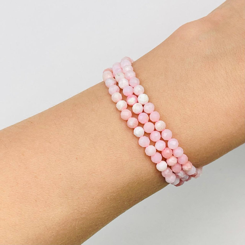 Бусины для украшений из розового Опала (98 бусин) 39 см