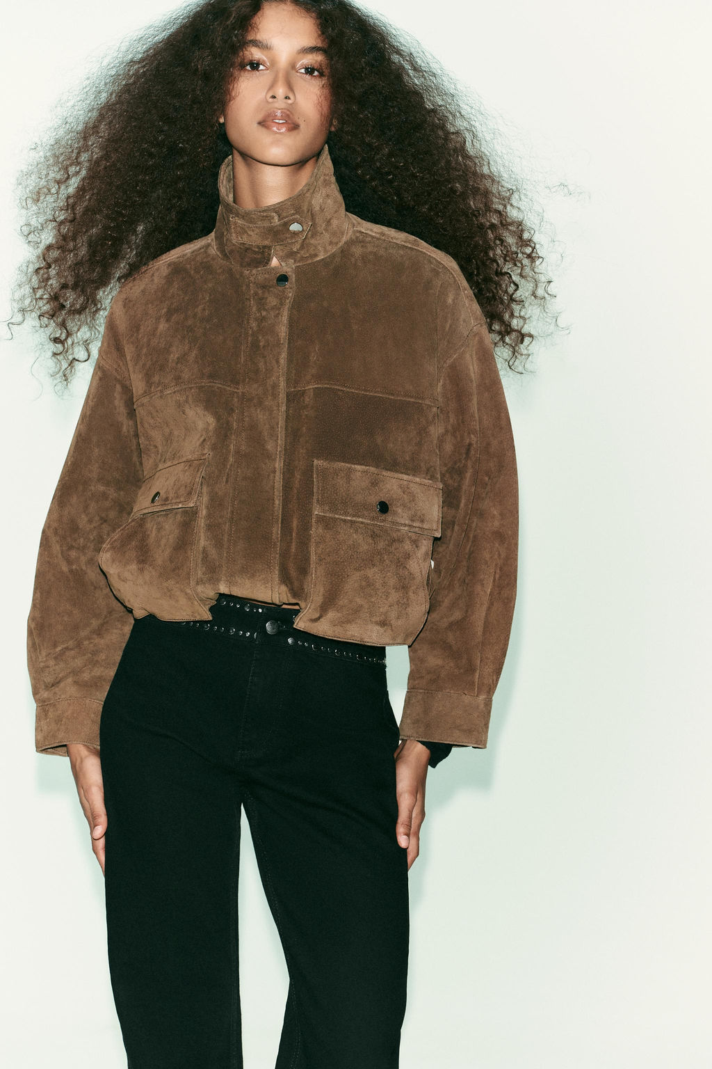 Z1975 HIGH-WAIST STRAIGHT LONG LENGTH JEANS WITH STUDS