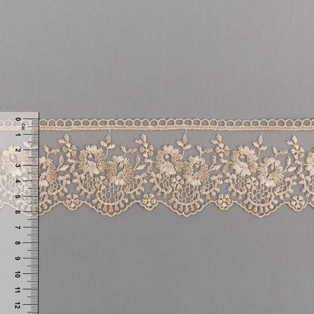 Кружево Gamma сетка 64 мм GKM-6401 в пакете 10 м  0.2 Турция TL005BE бежевый
