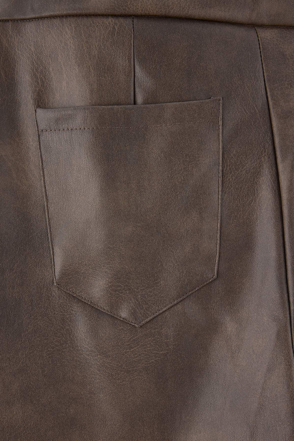 Haki Degrade Wide Leg/Geni_ Pa_a Suni Deri _rme Pantolon TWOAW27PL00023 - Trendyolmilla фото 4