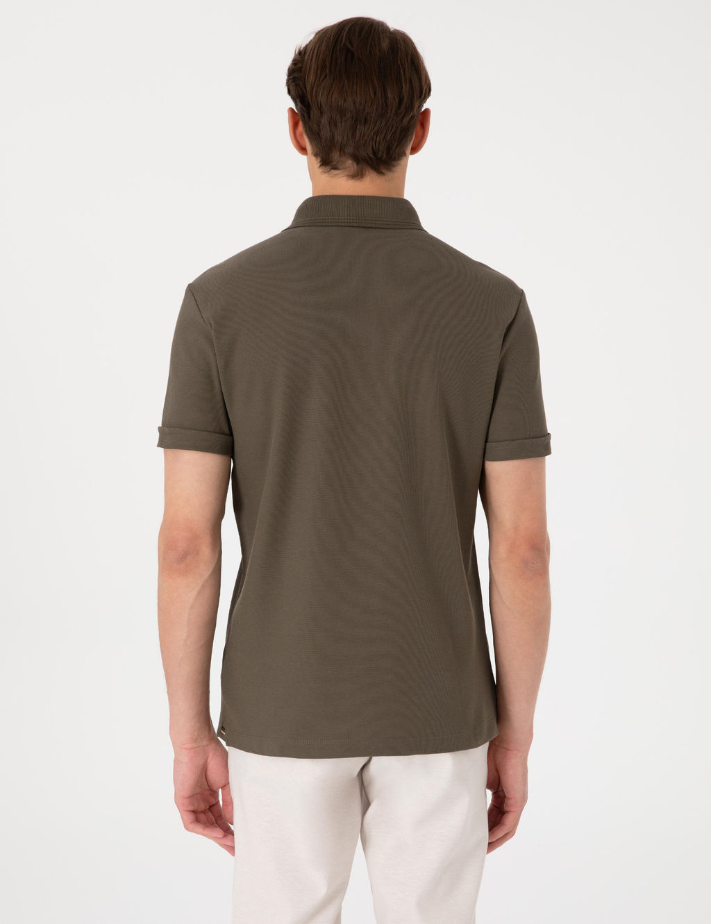 Haki Slim Fit %100 Pamuk K_vr_lmaz Amerikan Pike Polo Yaka Basic Ti__rt - Pierre cardin фото 5