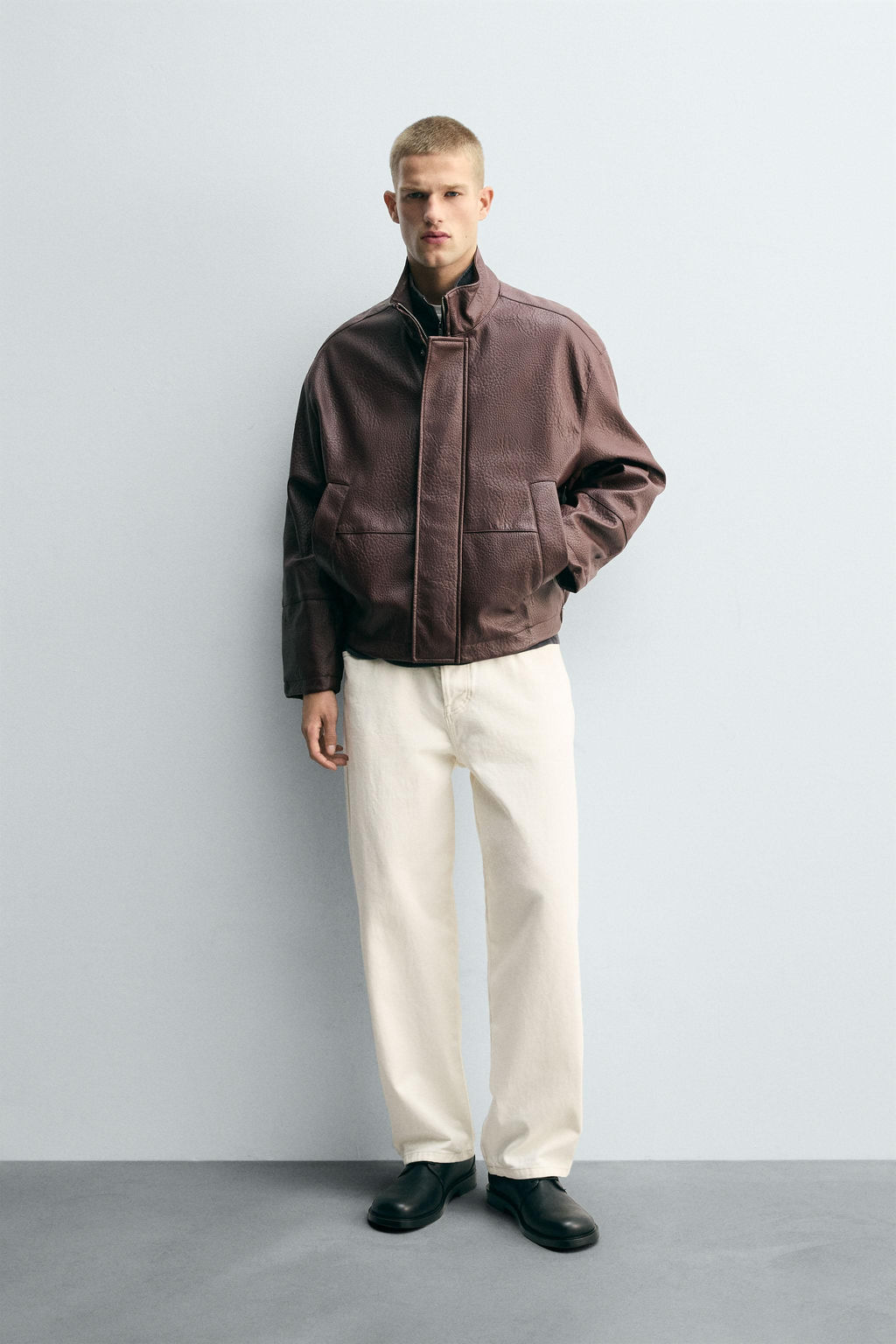 LEATHER EFFECT TEXTURED JACKET