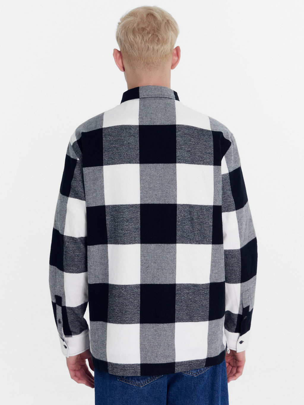 Рубашка мужская в черно-белую клетку черно -белая клетка 111908