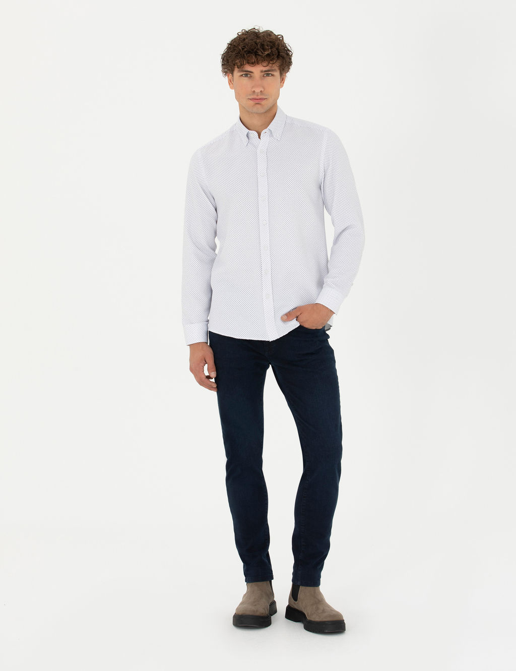 Lacivert Slim Fit Uzun Kollu G_mlek