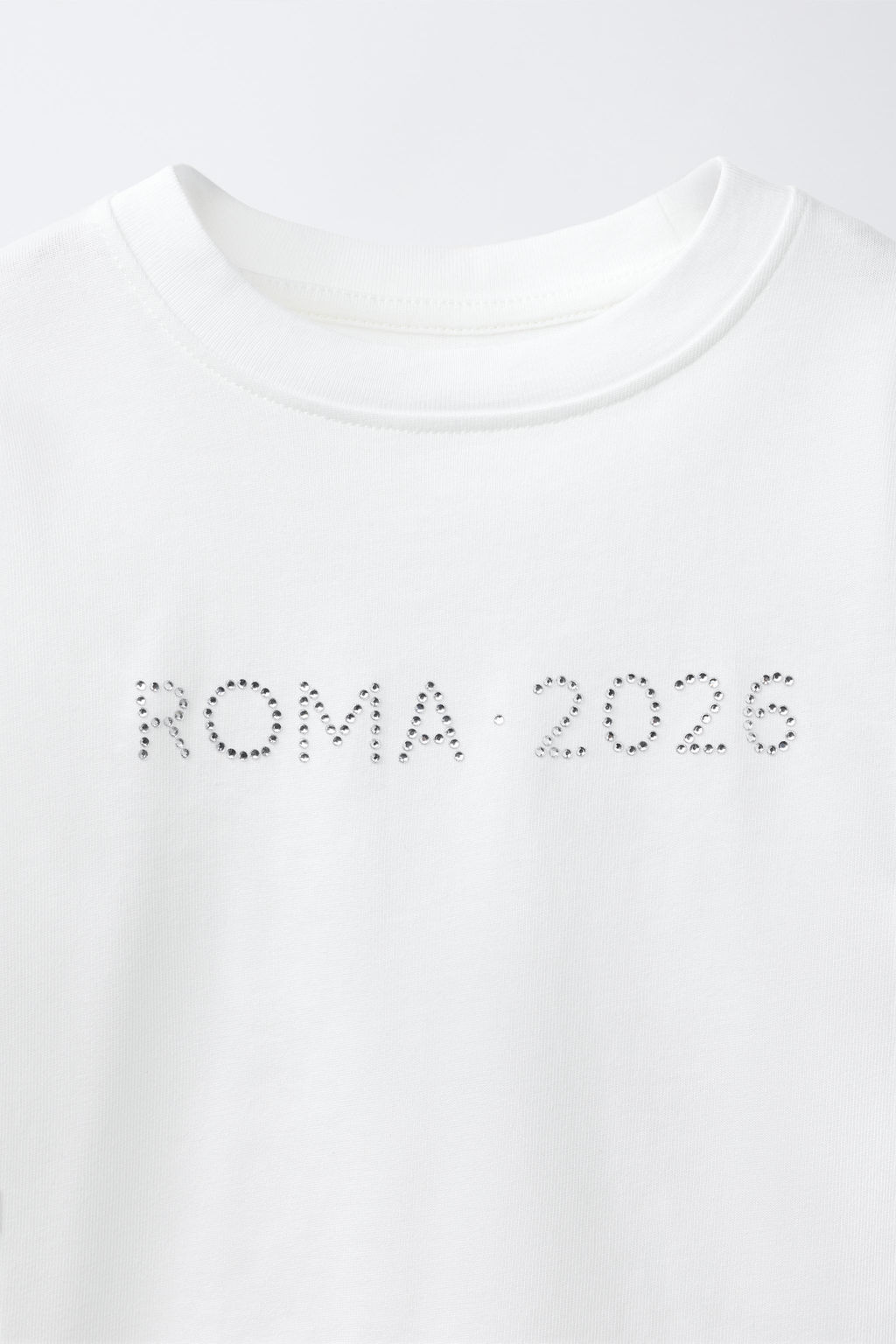 CAMISETA TEXTO STRASS / Blanco - Zara фото 3
