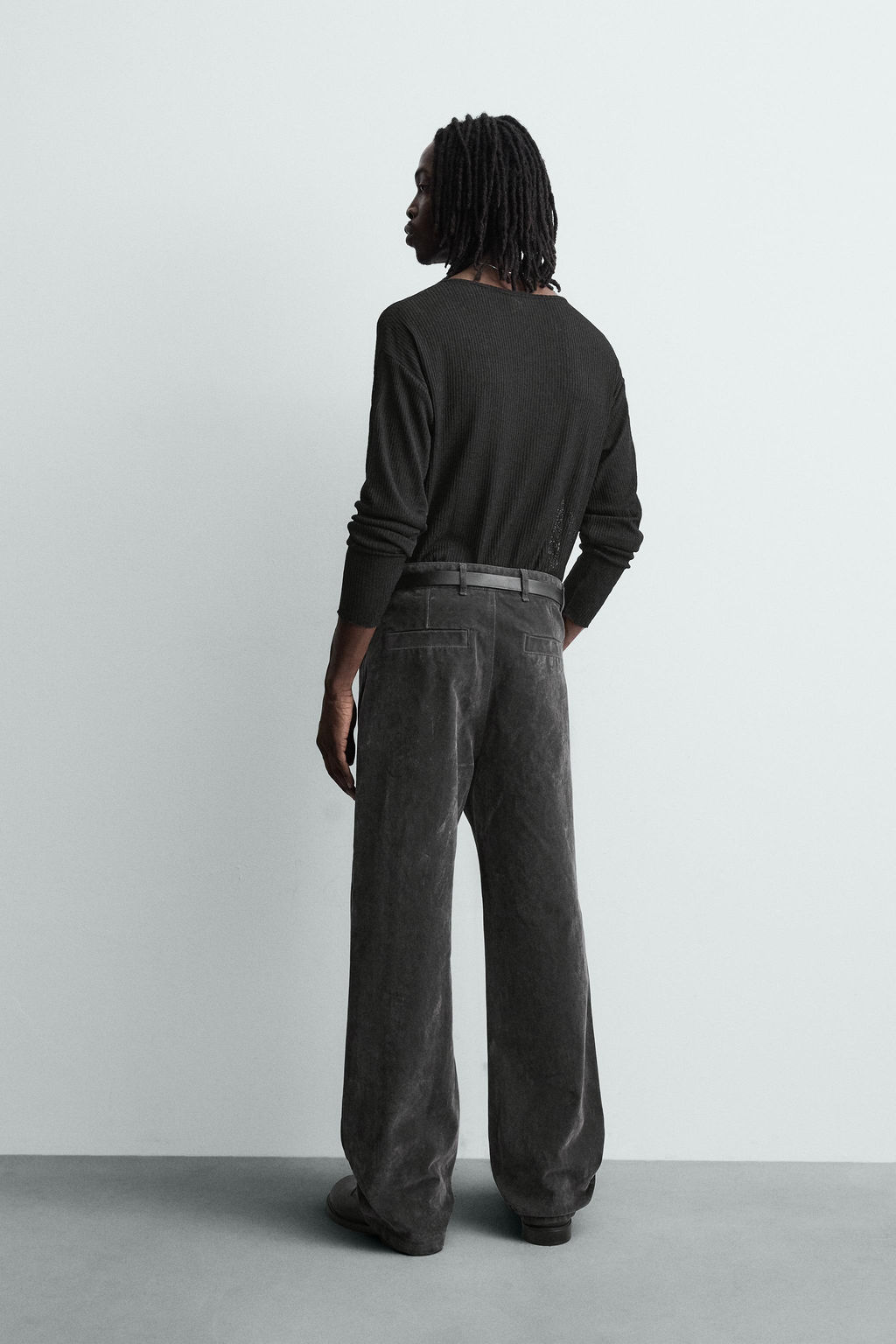 PANTAL?N RELAXED FIT FLOCADO / Gris - Zara фото 3