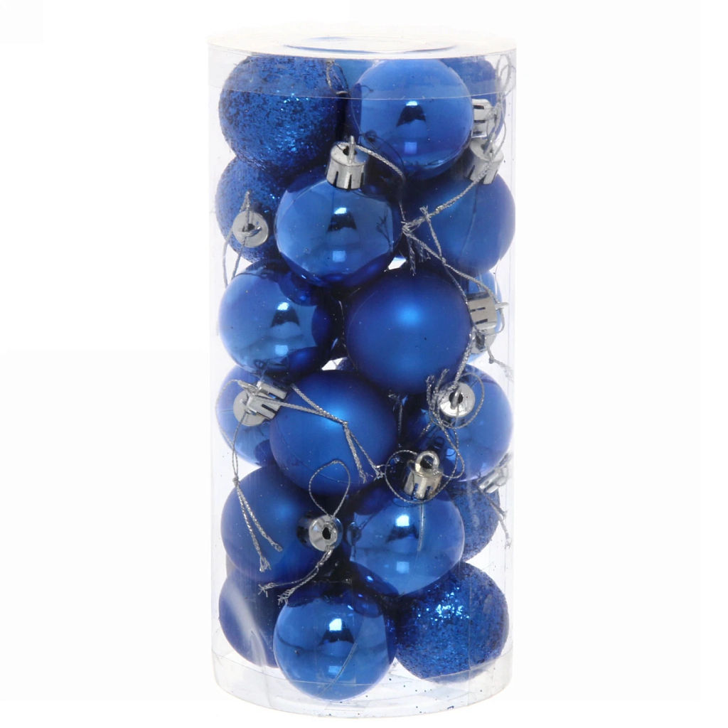 Цена за 2 шт. Новогодние шары 4 см (набор 24 шт) "Микс фактур", синий