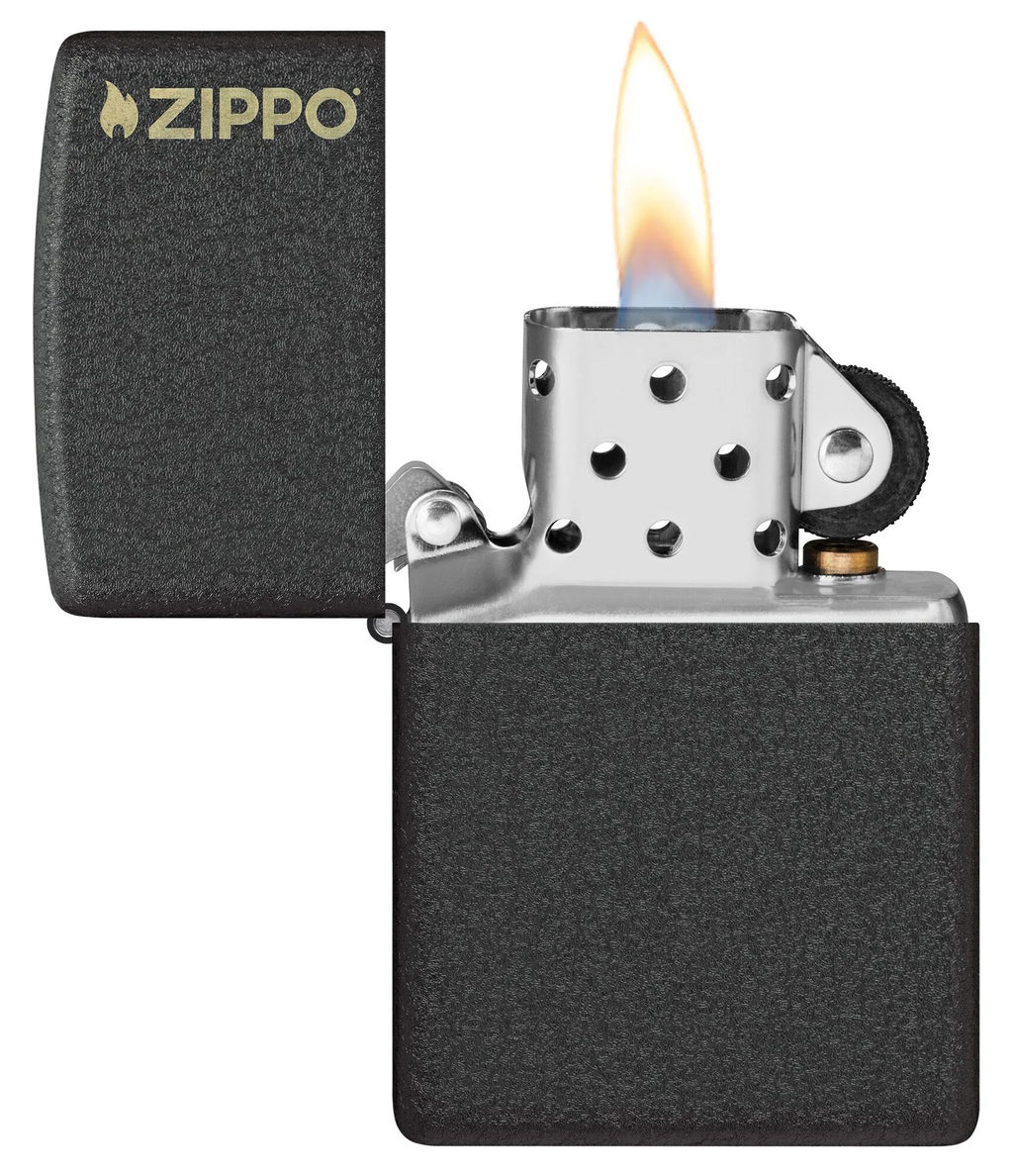 Зажигалка ZIPPO Логотип с черным покрытием с кракелюром | Logo Black Crackle 236ZL  фото 3