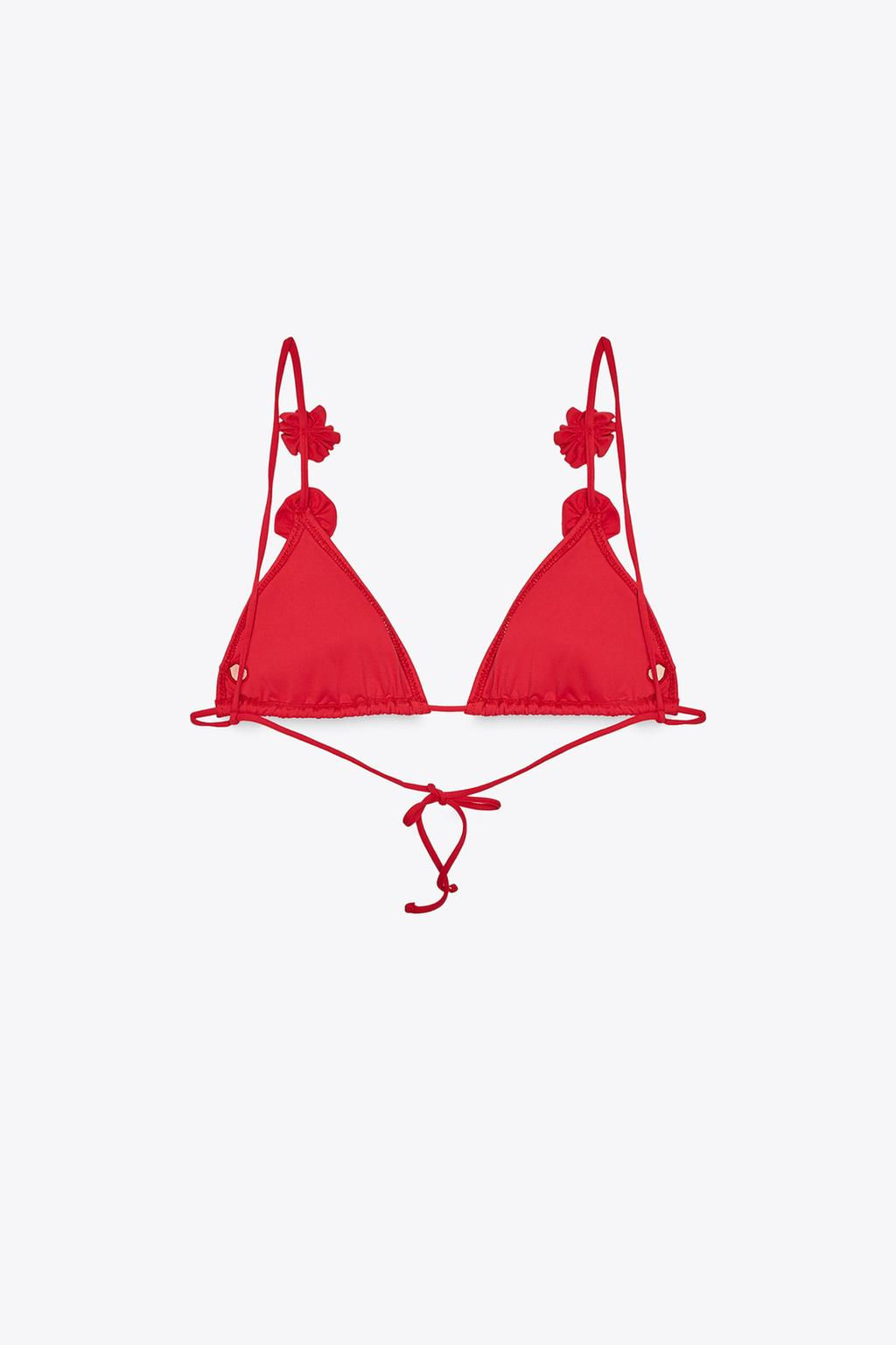 RAISED FLORAL TRIANGLE BIKINI TOP - Zara фото 7