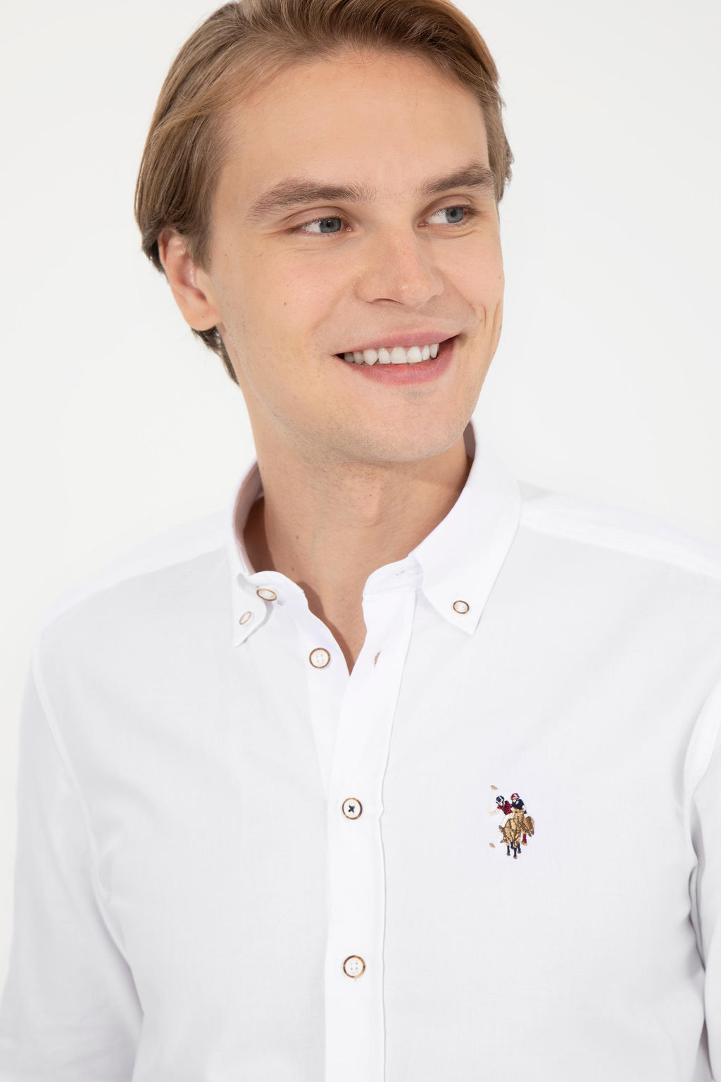 Мужская белая базовая рубашка с длинным рукавом Неожиданная скидка в корзине - U.s. polo assn фото 2