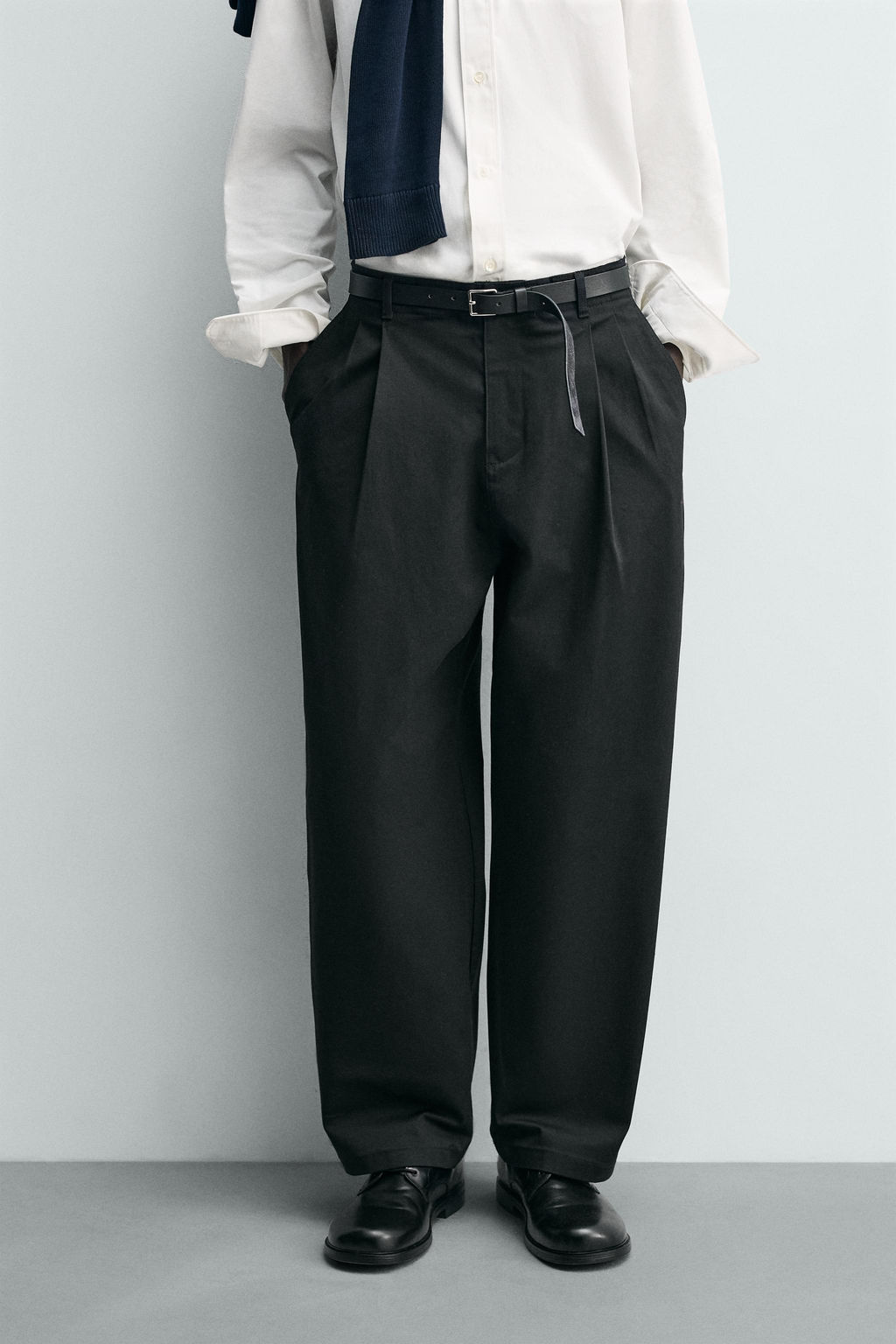 PANTAL?N WIDE FIT PLIEGUES / Negro - Zara фото 2