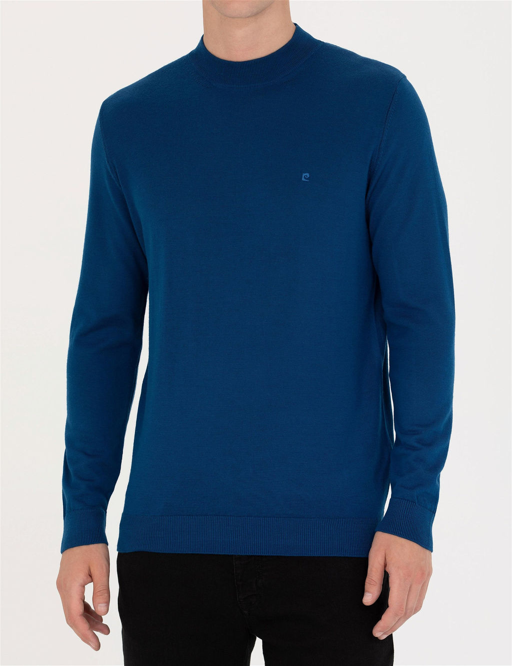 _ndigo Regular Fit Bato Yaka Y_n Kar___ml_ Basic Triko Kazak