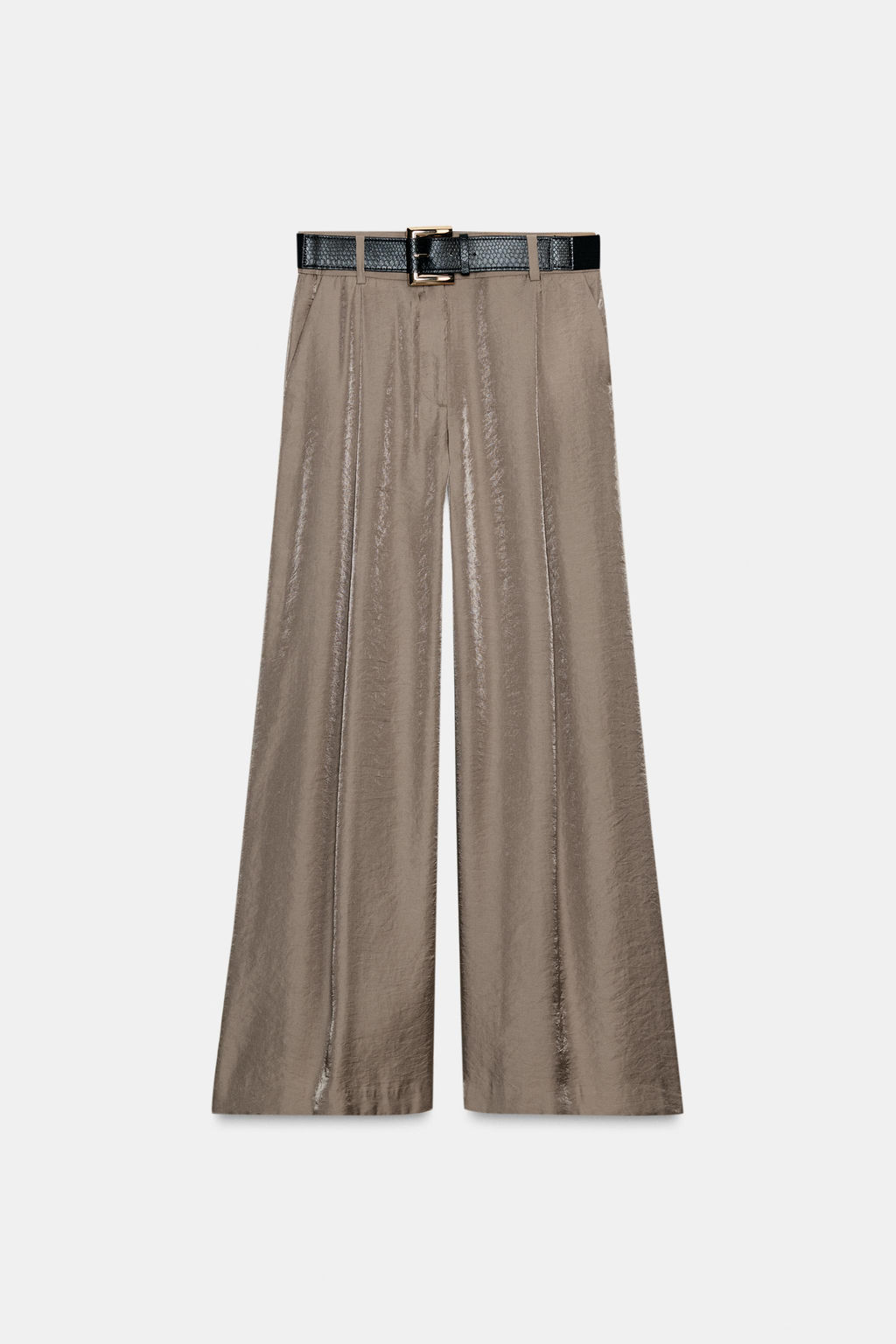 WIDE SATIN TROUSERS WITH BELT - Zara фото 7
