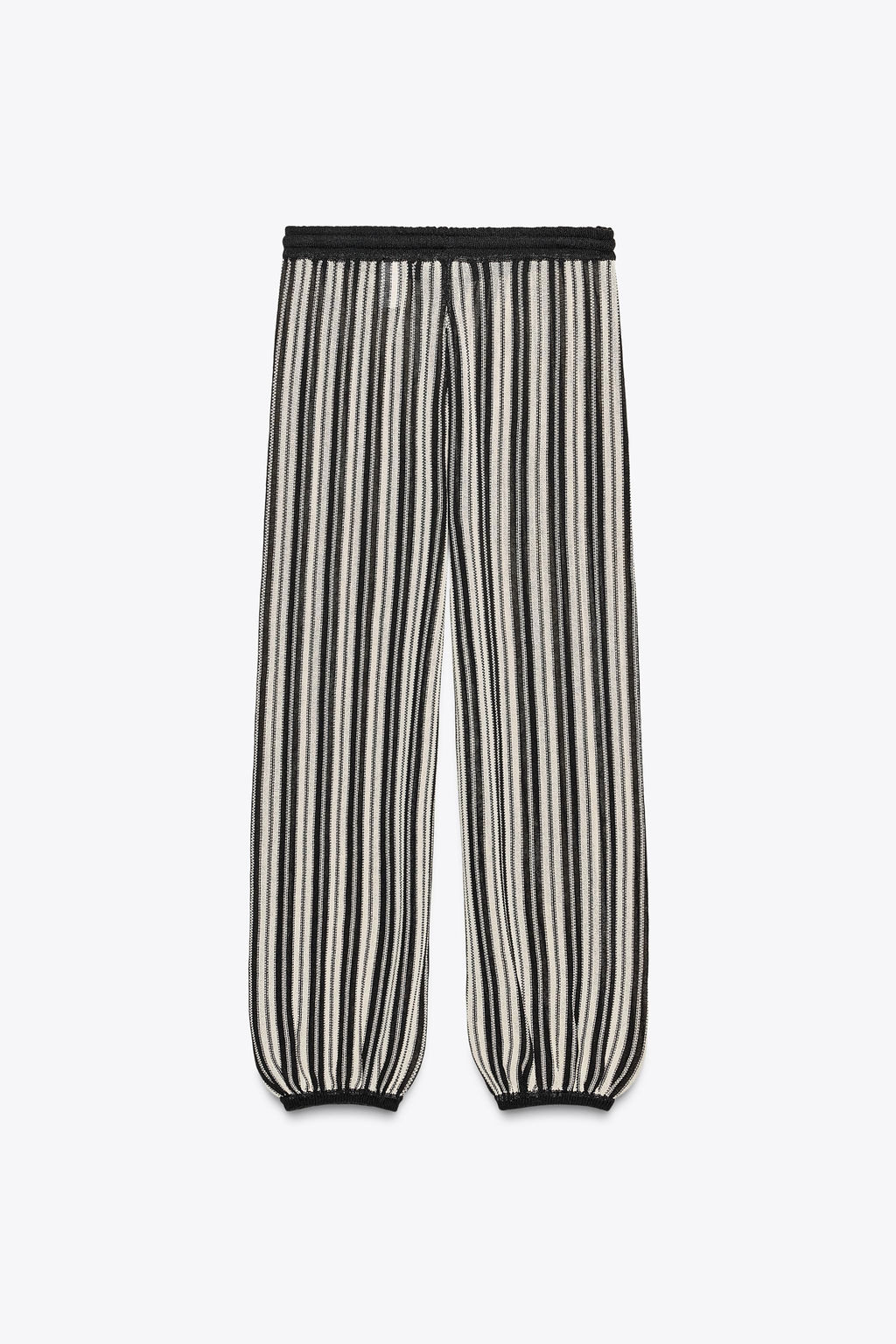 STRIPED CUFFED HEM LINEN BLEND TROUSERS - Zara фото 15