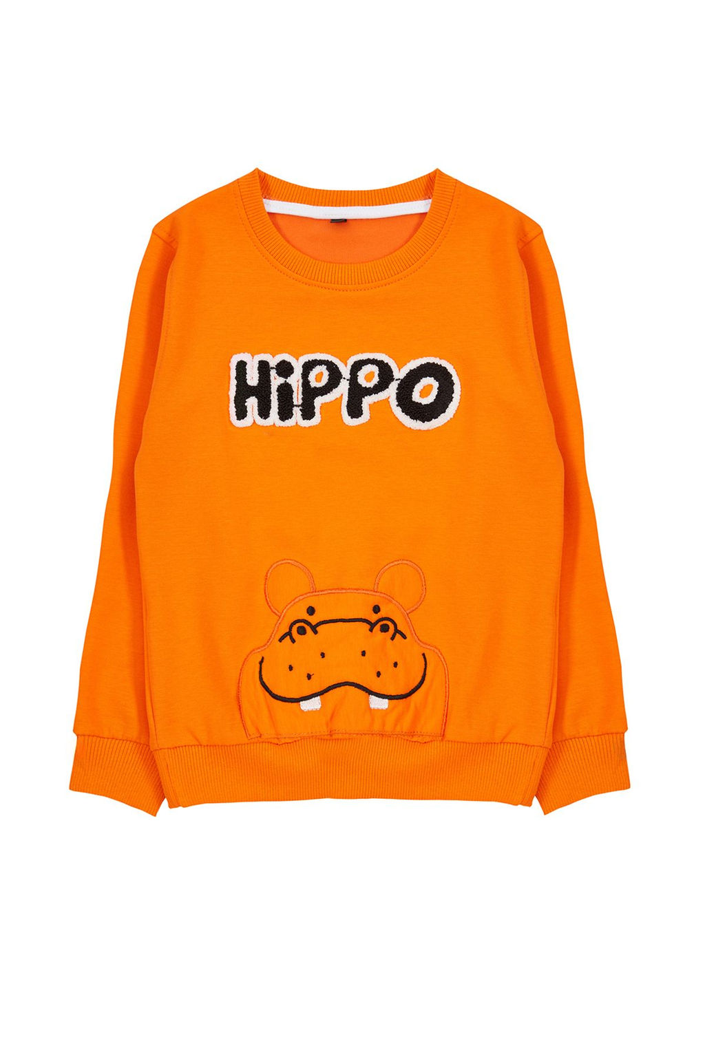 Turuncu Erkek Cocuk Mevsimlik-Ince Slogan Desenli Orme Sweatshirt TKDAW25SW00007