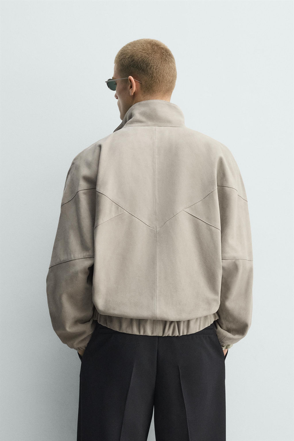 CAZADORA RELAXED FIT PIEL ANTE / Gris topo - Zara фото 3
