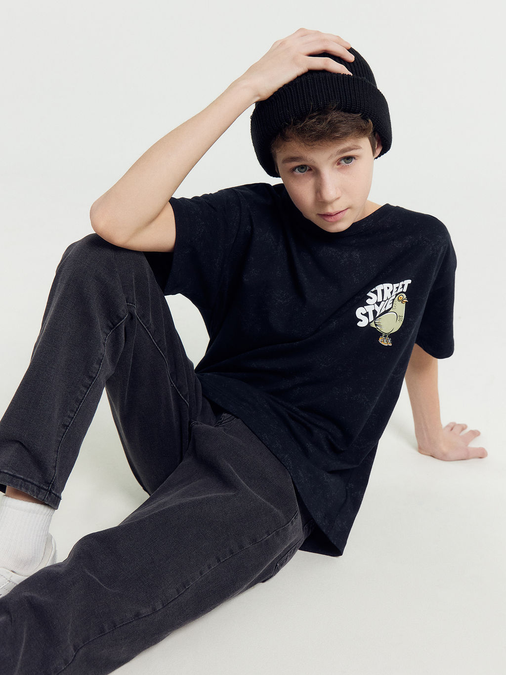 Футболка для мальчиков черная с рисунком тай-дай и печатью - Mark formelle фото 2