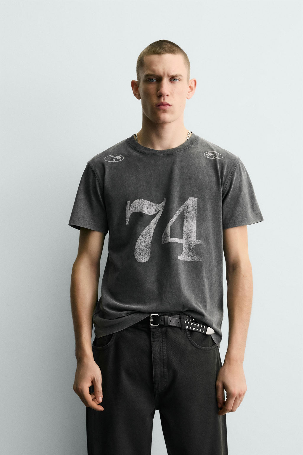 WASHED T-SHIRT WITH CONTRAST PRINTS - Zara фото 2