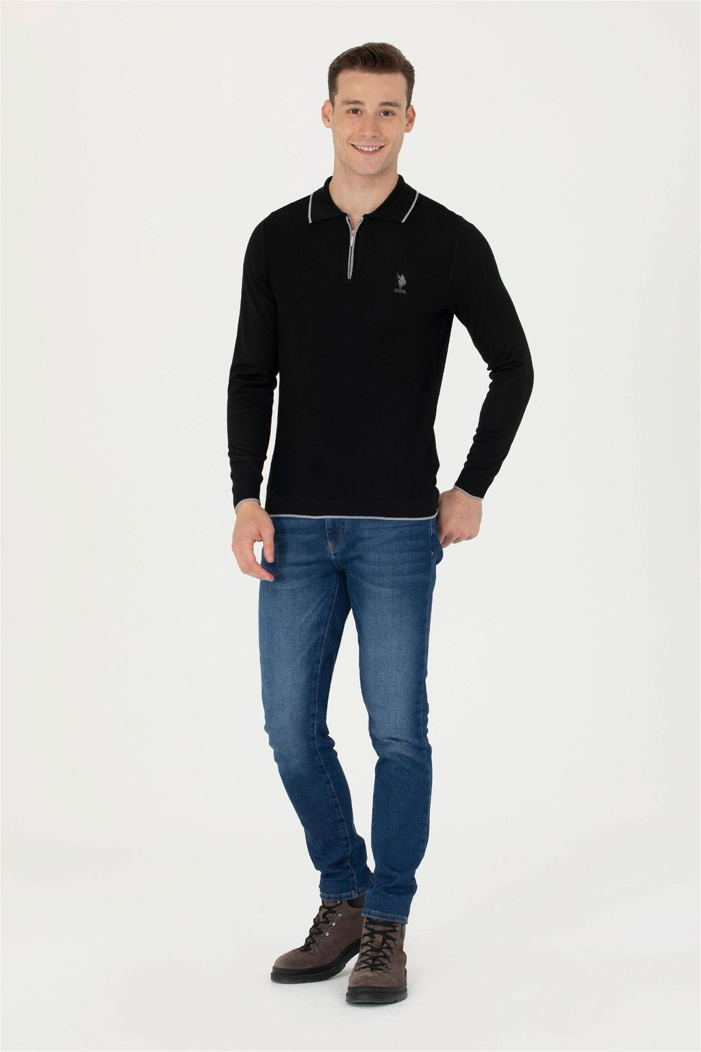 U. S. Polo Assn Мужской черный свитер - U.s. polo assn фото 11