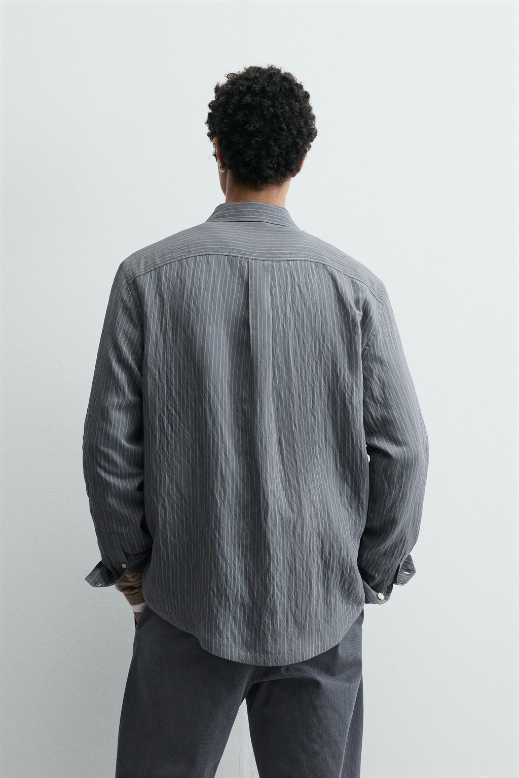 CAMISA FLUIDA RAYAS / Azul lavado - Zara фото 3