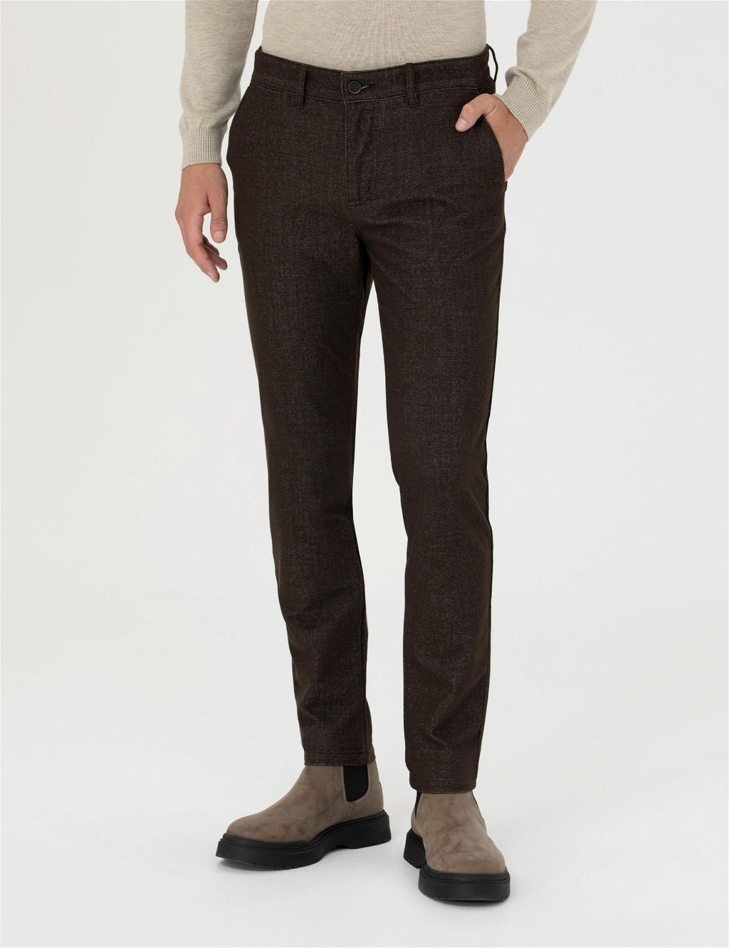 Kahverengi Slim Fit Kanvas Pantolon - Pierre cardin фото 2