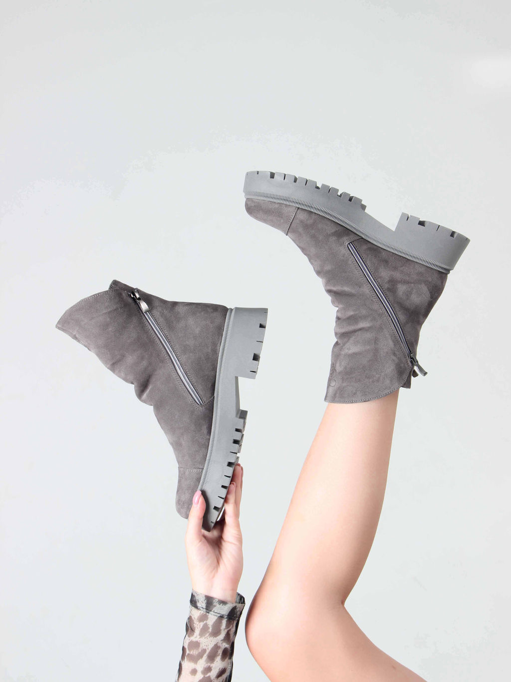 Ботинки 233.2094gr.серый замок/Байка