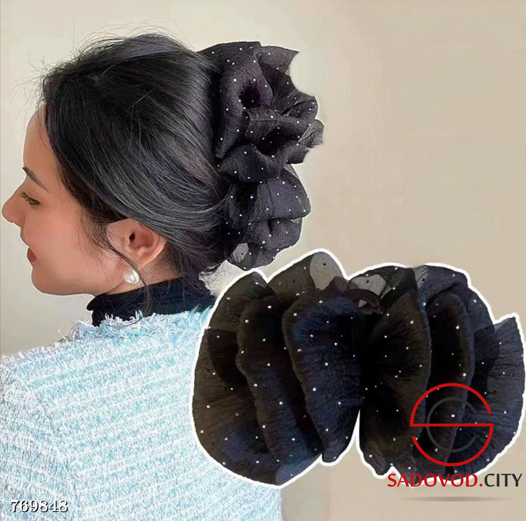 Крабик бант пышный для волос со стразами - Bruno фото 4