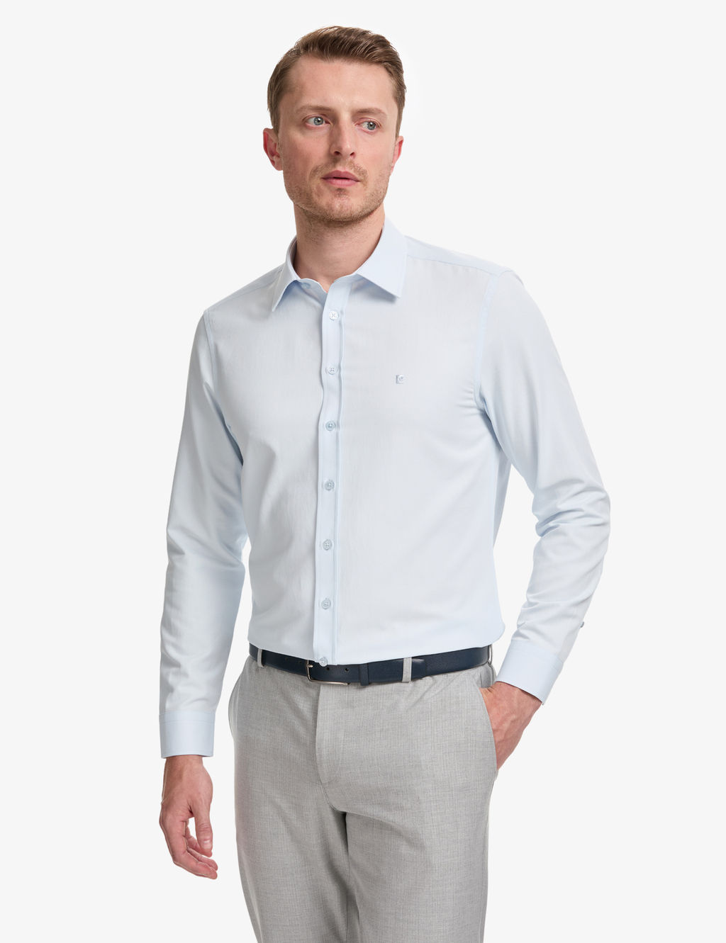 A__k Mavi Slim Fit Arm_rl_ Uzun Kollu G_mlek