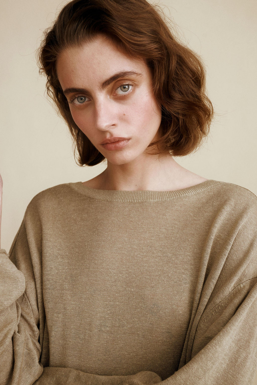 JERSEY PUNTO 100% LINO CREATED BY CARAMEL LONDON X ZARA / Khaki  фото 3