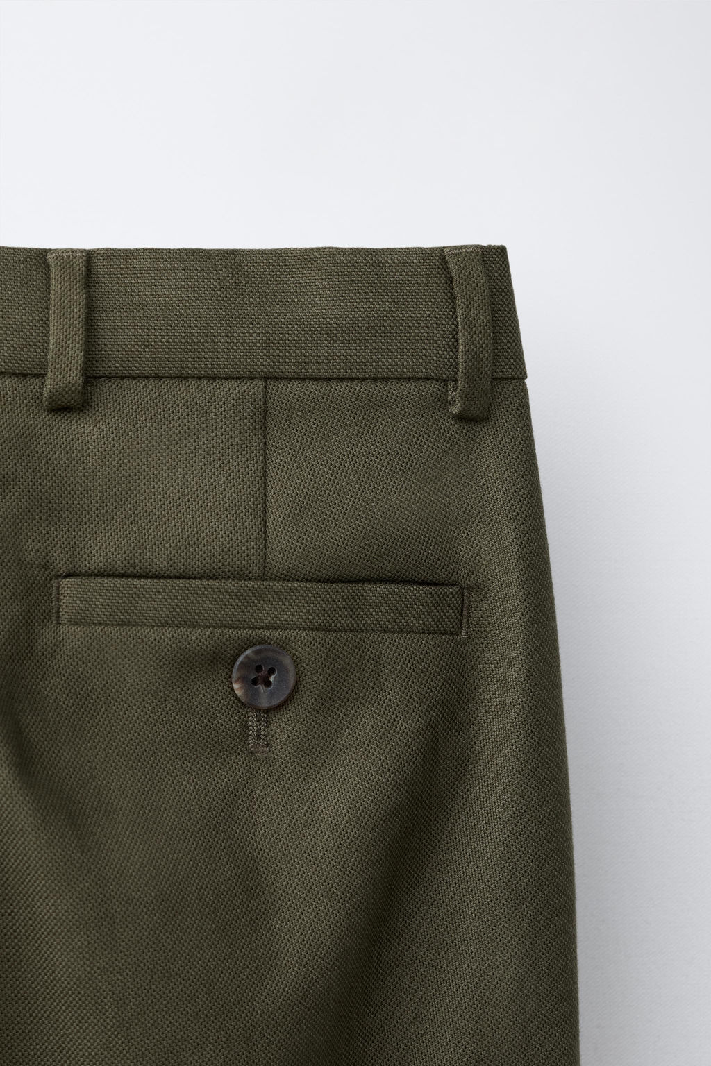 PANTAL?N TRAJE CON ALGOD?N Y LINO / Verde gris - Zara фото 4