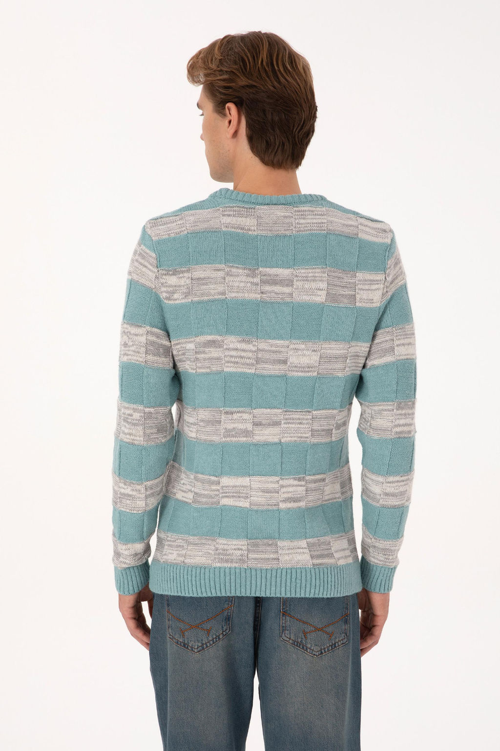 Erkek Regular Fit Bisiklet Yaka Mint Kazak