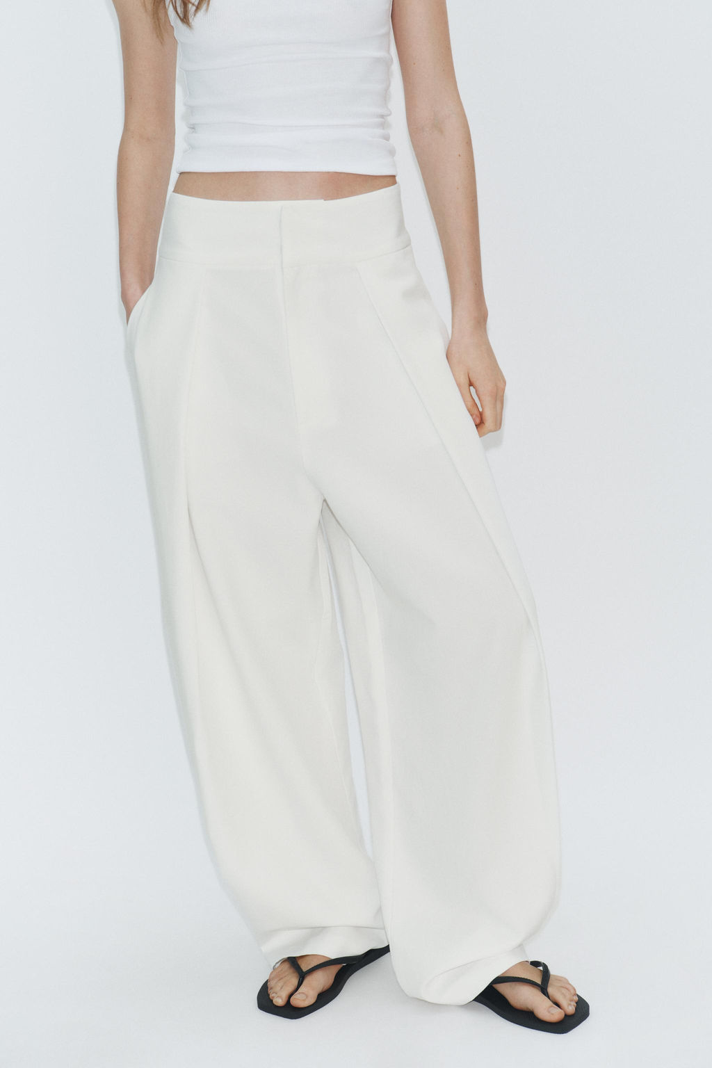PANTAL?N BALLOON PLIEGUES RAYAS / Crudo - Zara фото 4