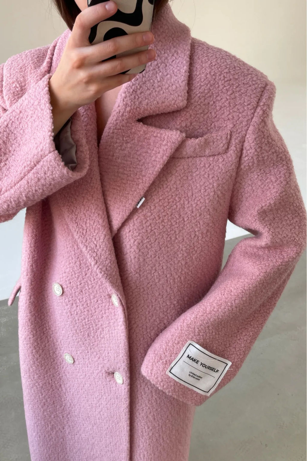 Пальто-макси из вареной шерсти Конфетно-розовый - Erist store фото 5