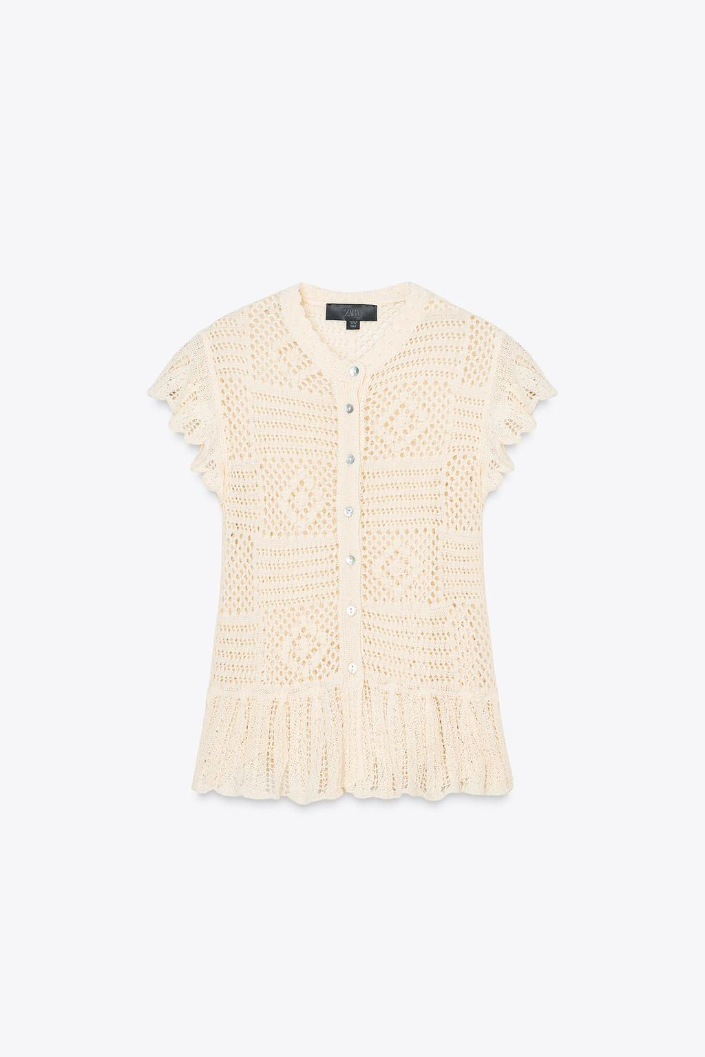POINTELLE KNIT CARDIGAN WITH RUFFLES - Zara фото 4