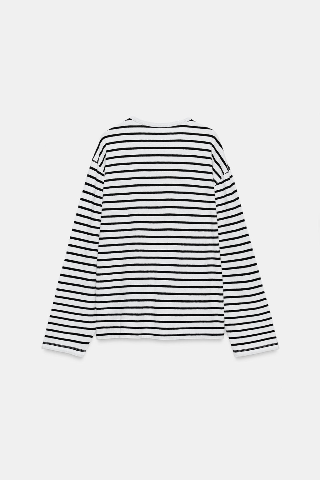 CAMISETA ALGOD?N Y LINO RAYAS / Negro / Blanco - Zara фото 5