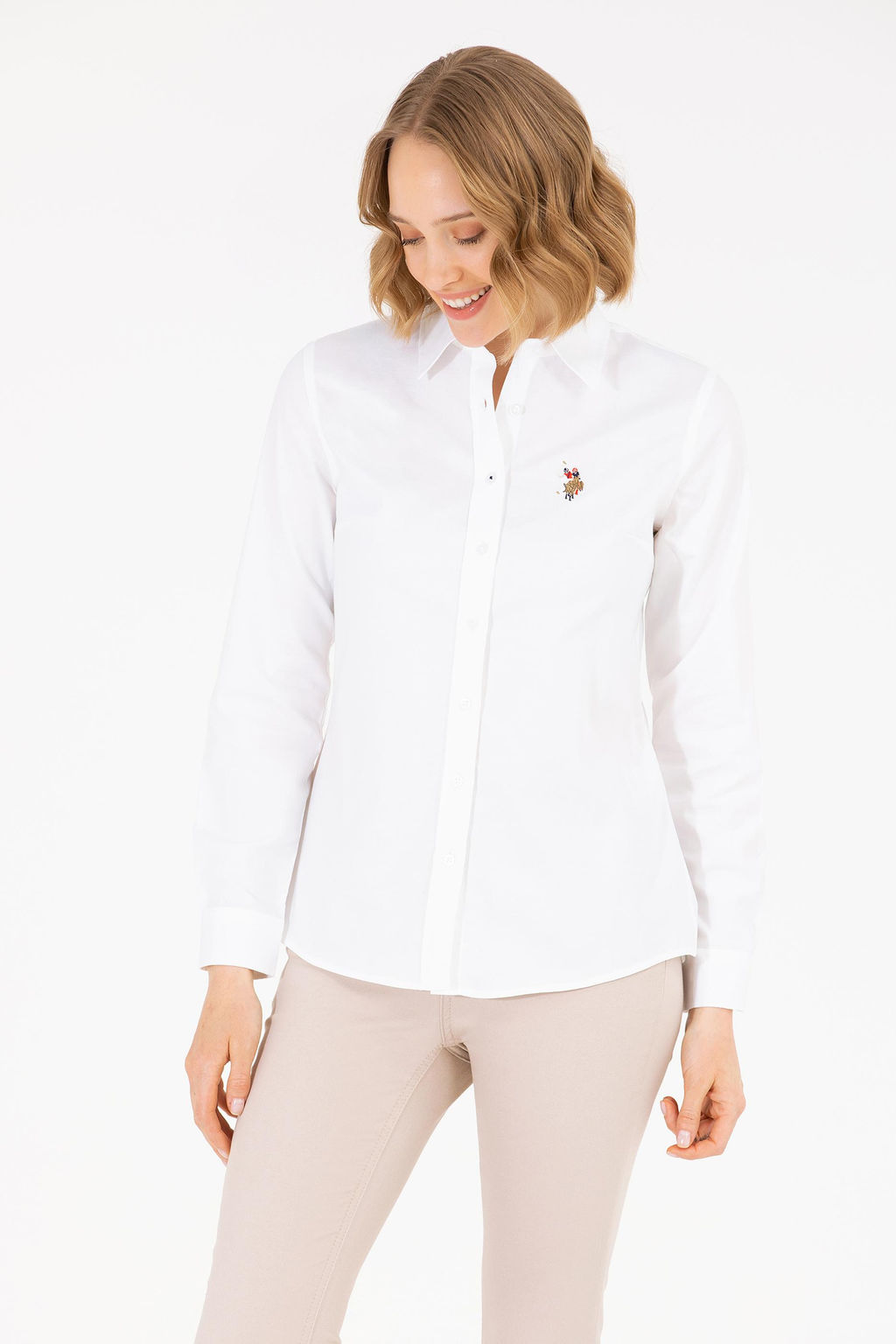 U. S. Polo Assn Женская белая базовая рубашка с длинным рукавом - U.s. polo assn фото 4