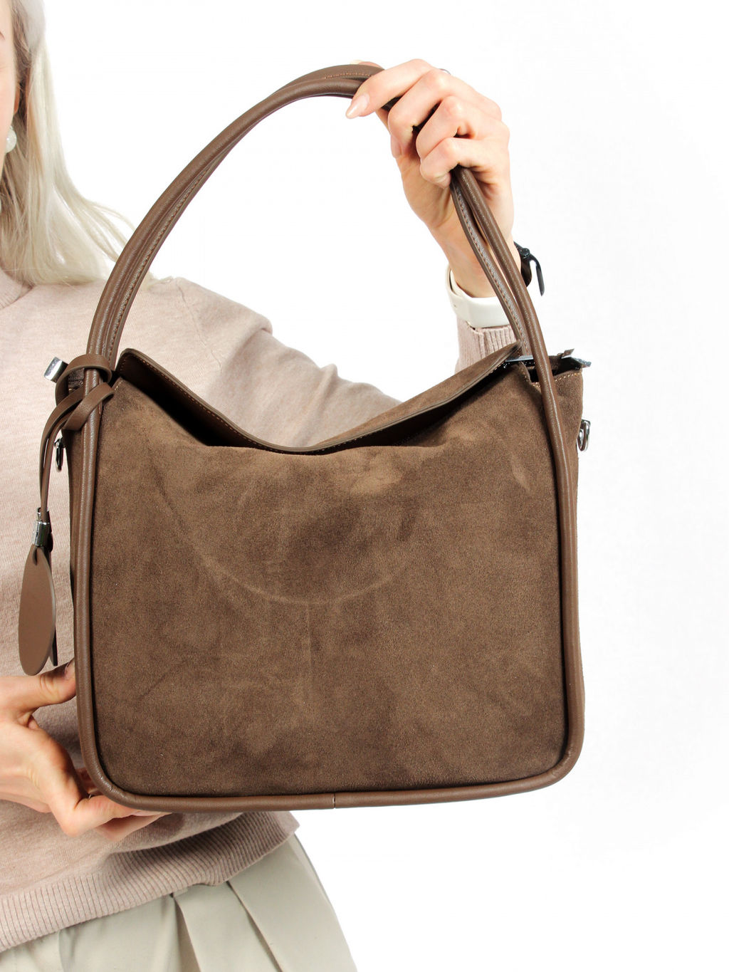 LACCOMA сумка АУ4818Ф-капучино натуральная замша хлопок  фото 7