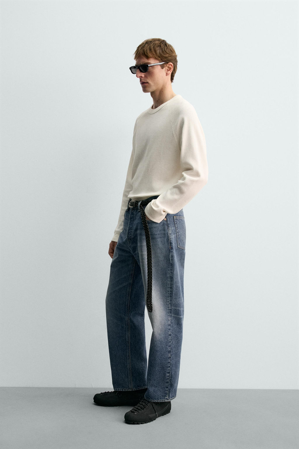AARON LEVINE X ZARA WAFFLE-KNIT TEXTURE T-SHIRT  фото 4