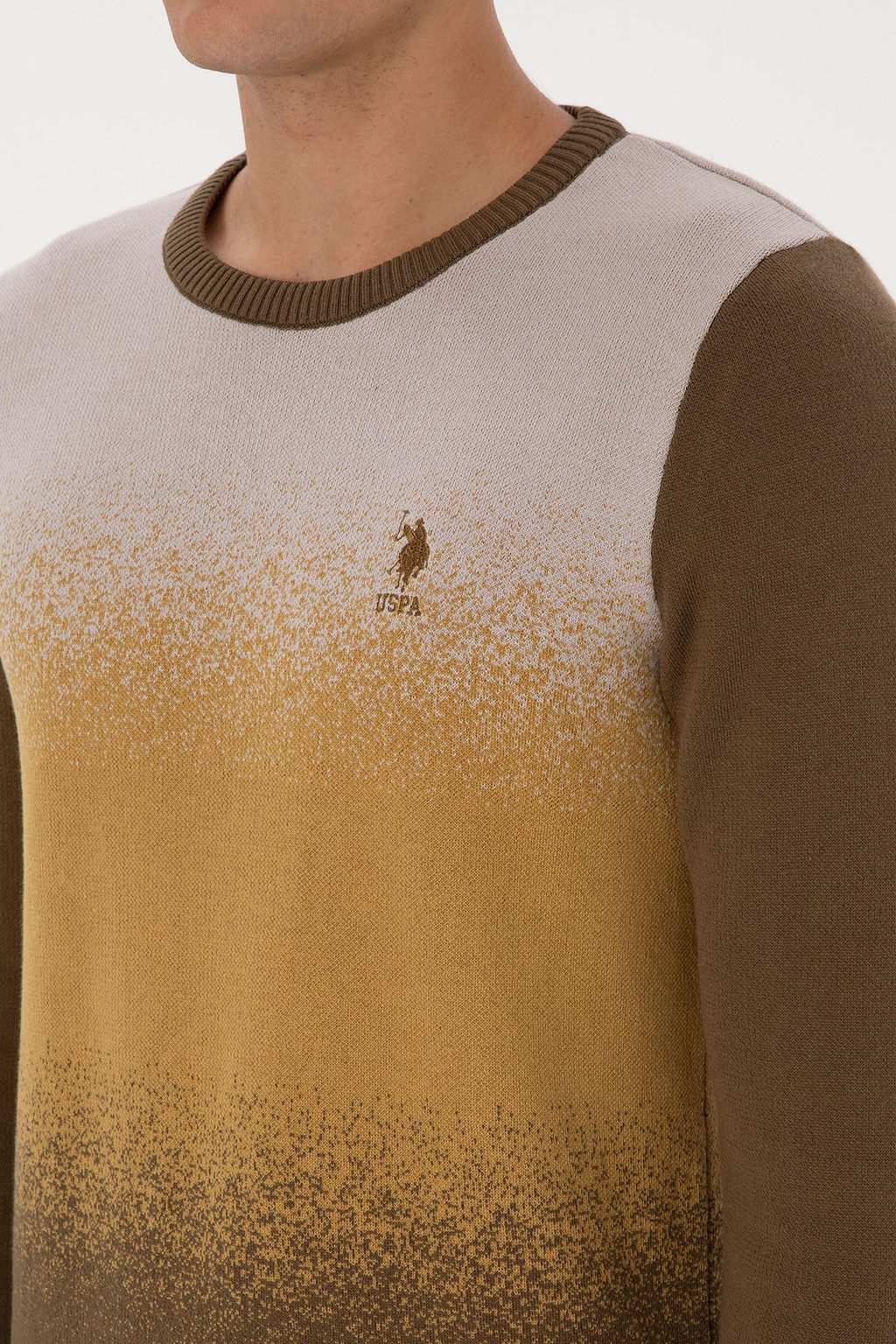 Erkek Regular Fit Bisiklet Yaka Haki Kazak - U.s. polo assn фото 7