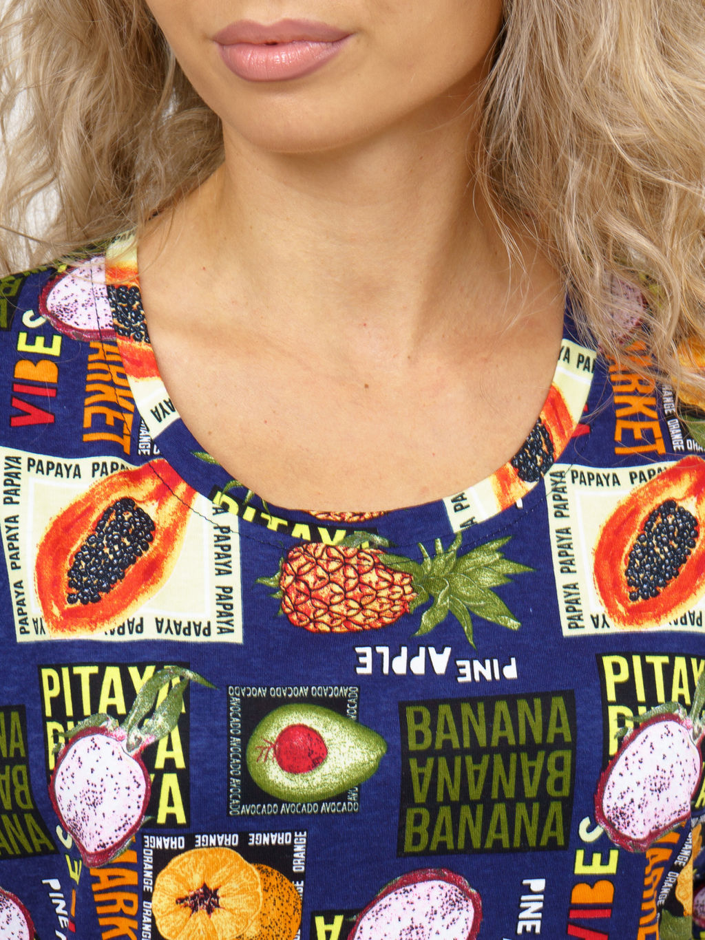 752 Платье "Тропики/синий"