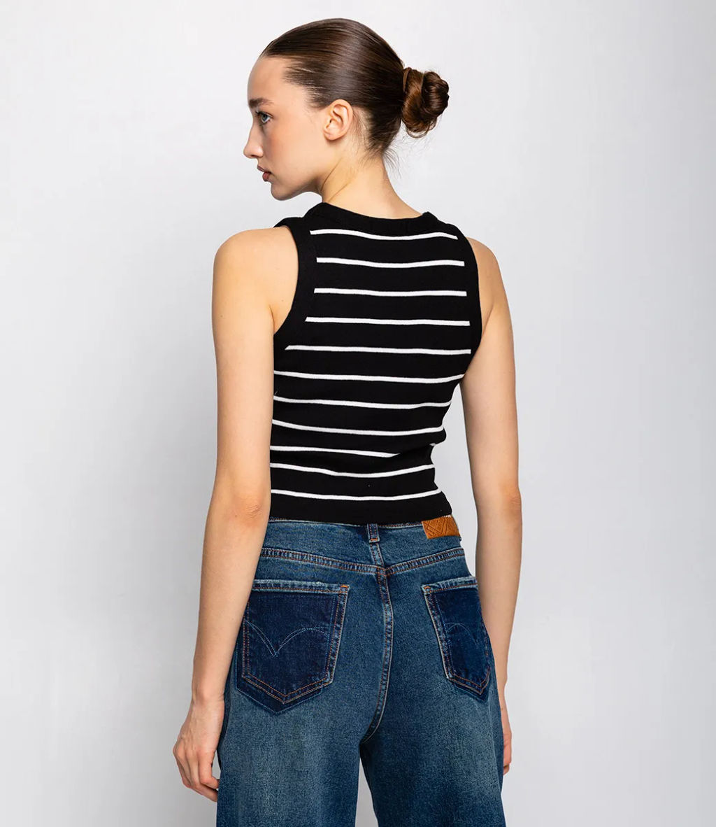 Майка #КТ0862, чёрный,белый